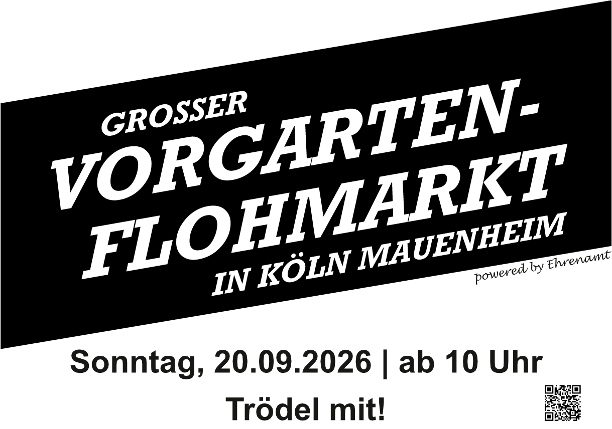Großer Vorgartenflohmarkt Köln Mauenheim 02.09.2026 - 10 Uhr - größter Vorgartenflohmarkt in Köln und Umgebung